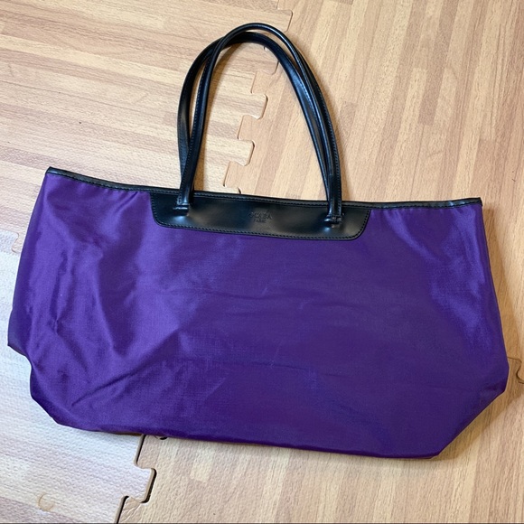 Vintage French nylon and leather reversible tote - Picture 9 of 17